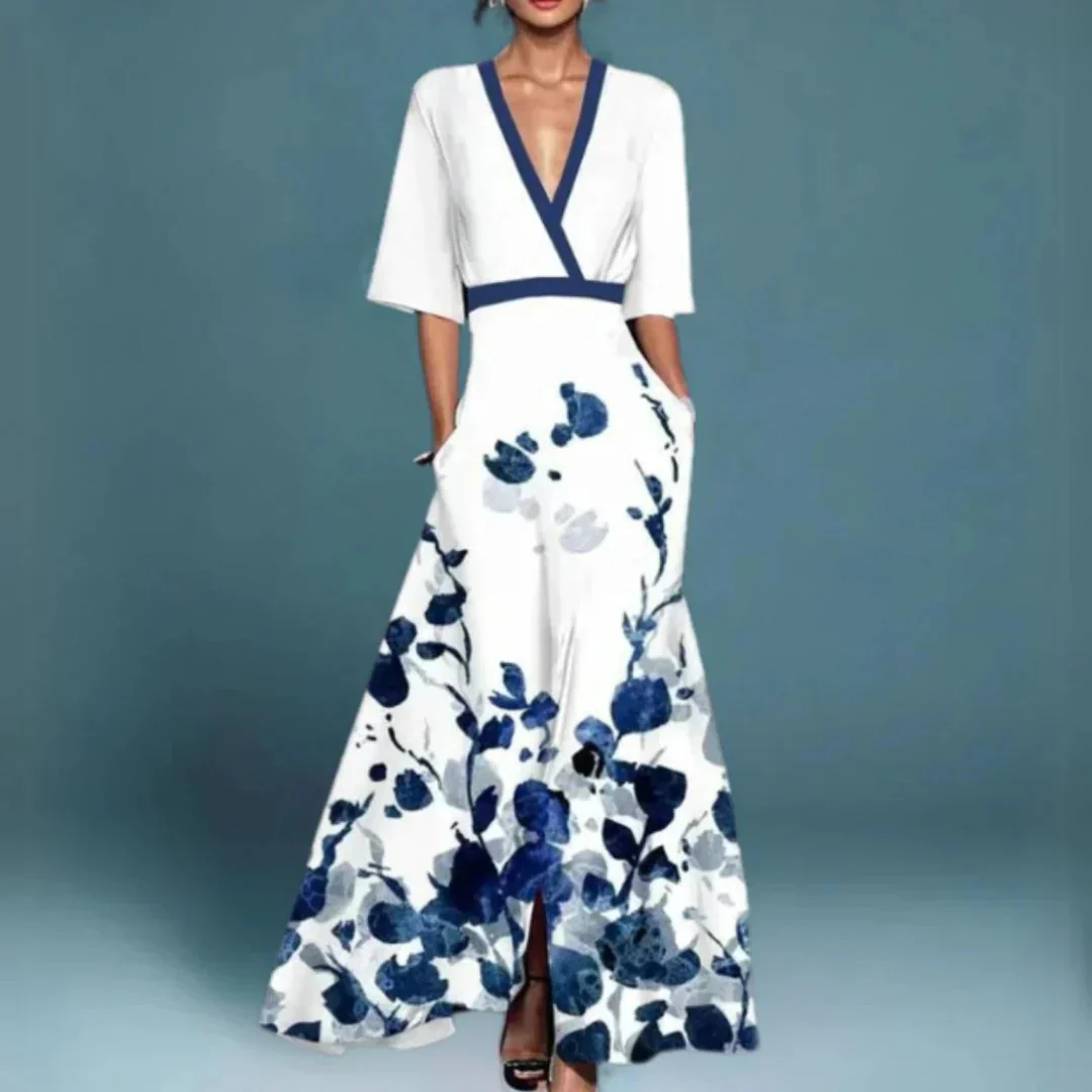 Elegantes Maxikleid Mit Blumenmuster – Sommer Kleider Lang Für Gartenpartys Und Events - Image 2