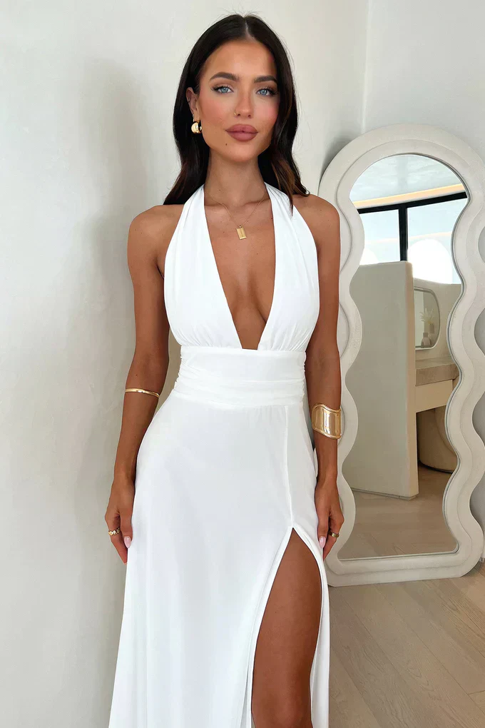 Elegantes Maxikleid mit Neckholder und Beinschlitz - Image 6