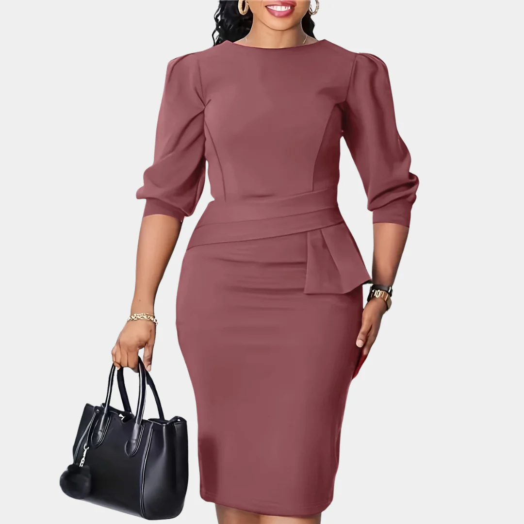 Elegantes Midikleid mit Rüschen für Frauen – Ideal für Herbst und Winter - Image 4