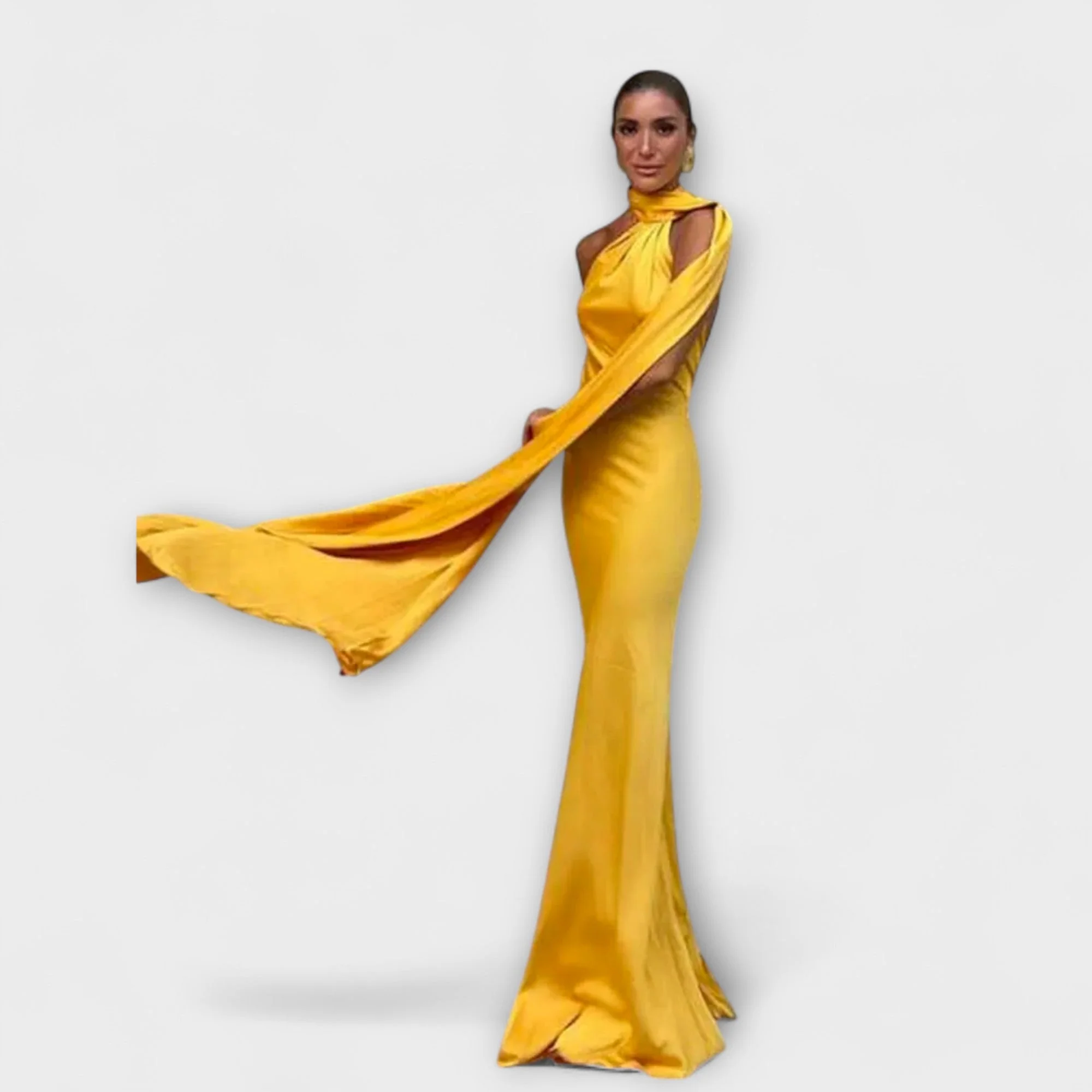 Elegantes Off-Shoulder Halter Maxikleid - Image 3