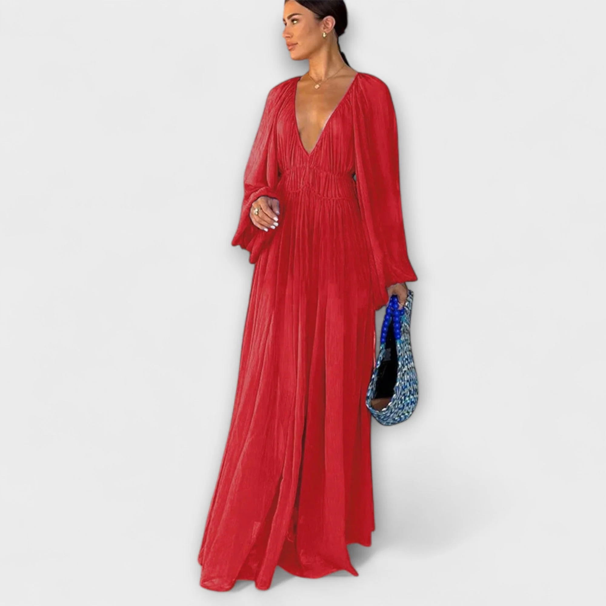 Elegantes Plissiertes Langarmkleid - Image 5