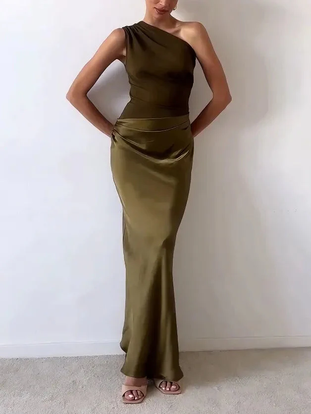 Elegantes Plissiertes Maxikleid Mit One-Shoulder-Ausschnitt – Sommer Maxikleider Für Besondere Anlässe Und Lange Kleider - Image 5