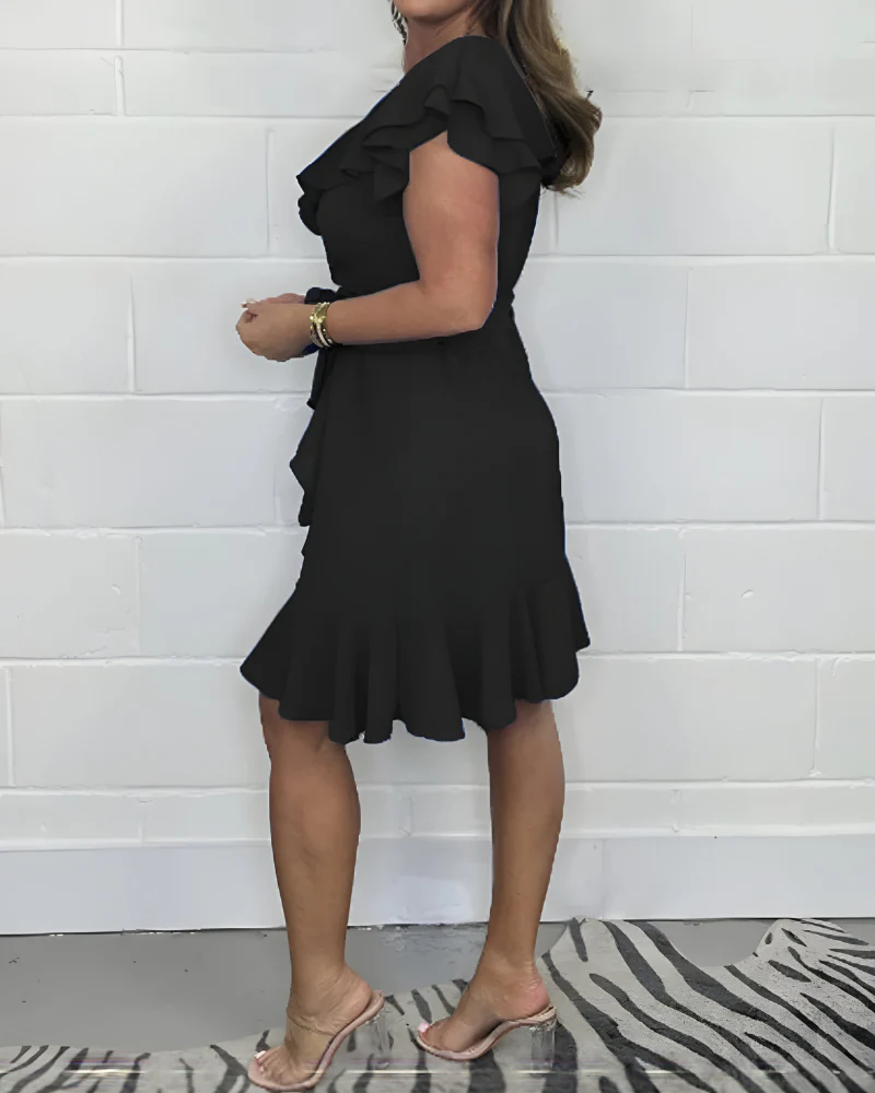 Elegantes Rüschenkleid mit V-Ausschnitt – femininer Look für jeden Anlass - Image 2