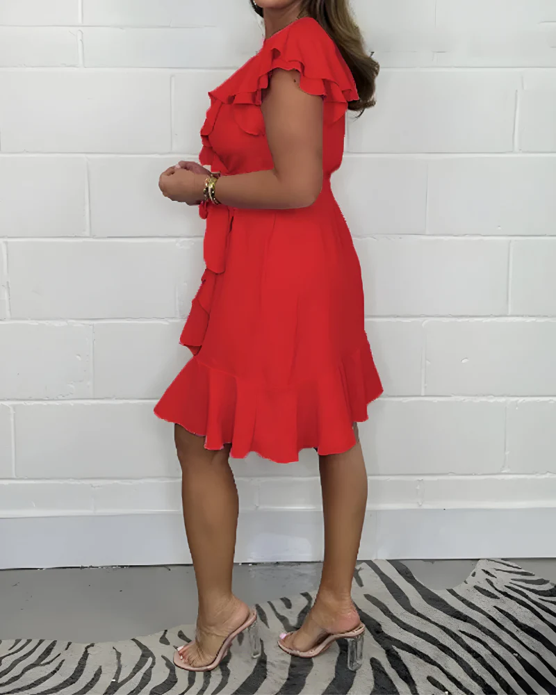 Elegantes Rüschenkleid mit V-Ausschnitt – femininer Look für jeden Anlass - Image 4
