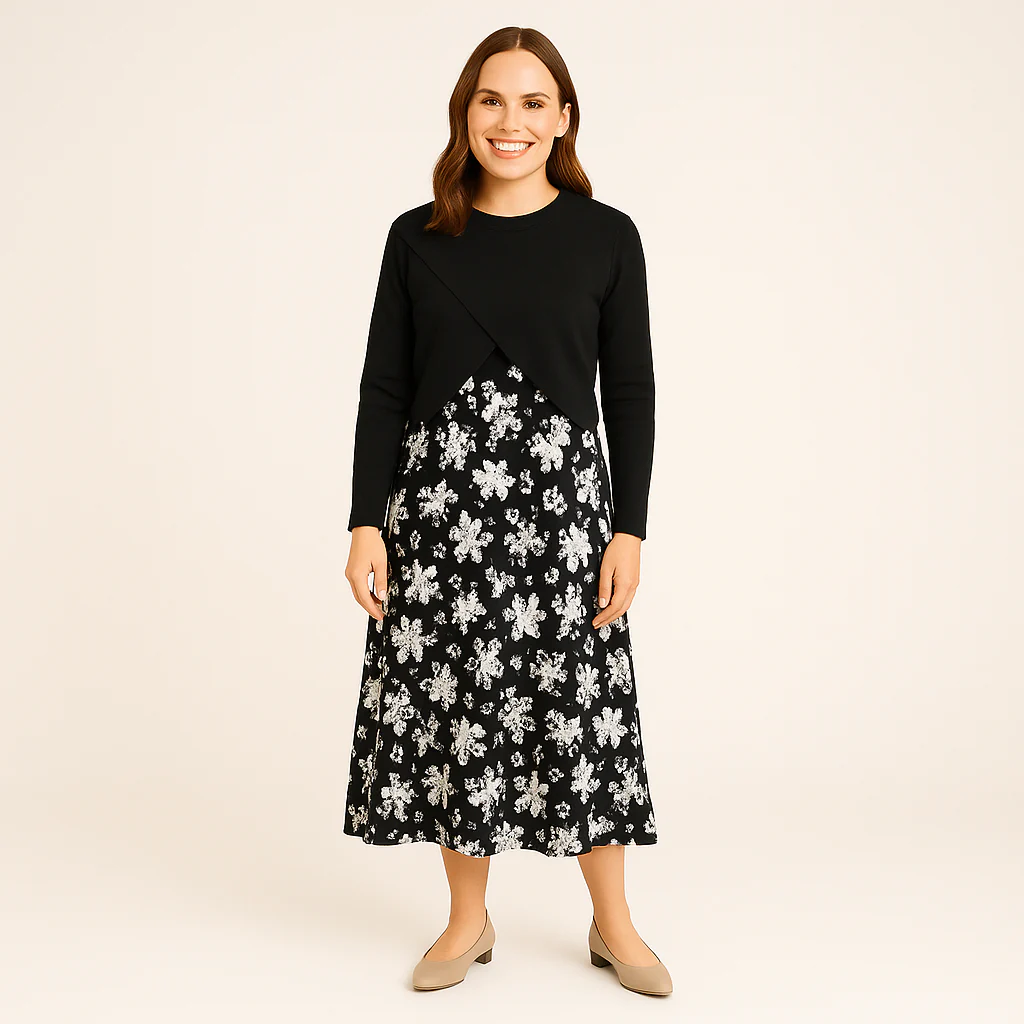 Elegantes Satinkleid - Stricktop-Kombinationsset - Image 14