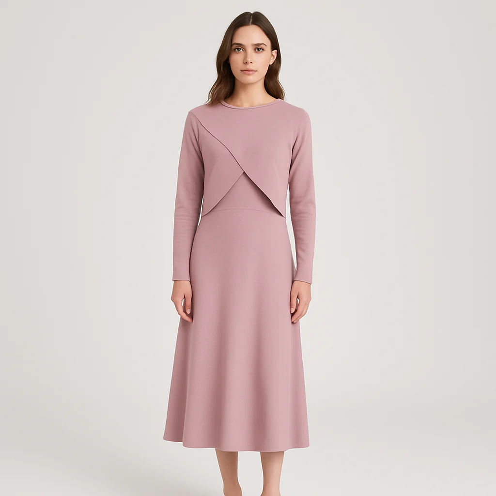Elegantes Satinkleid - Stricktop-Kombinationsset - Image 3