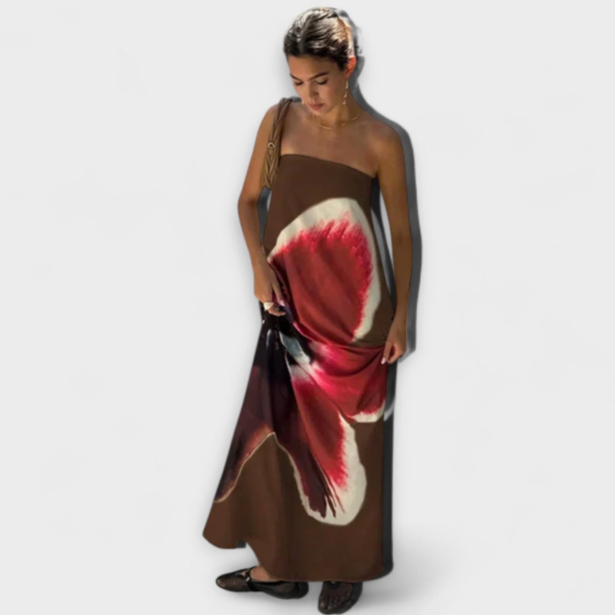 Elegantes schulterfreies ärmelloses Maxikleid - Image 2