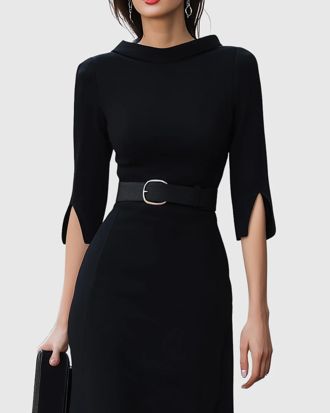 Elegantes schwarzes Midi-Kleid für Frauen – Zeitlose Raffinesse für jeden Anlass - Image 2