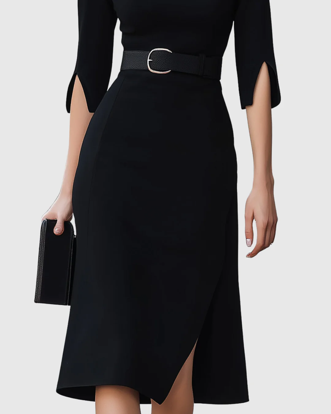Elegantes schwarzes Midi-Kleid für Frauen – Zeitlose Raffinesse für jeden Anlass - Image 3