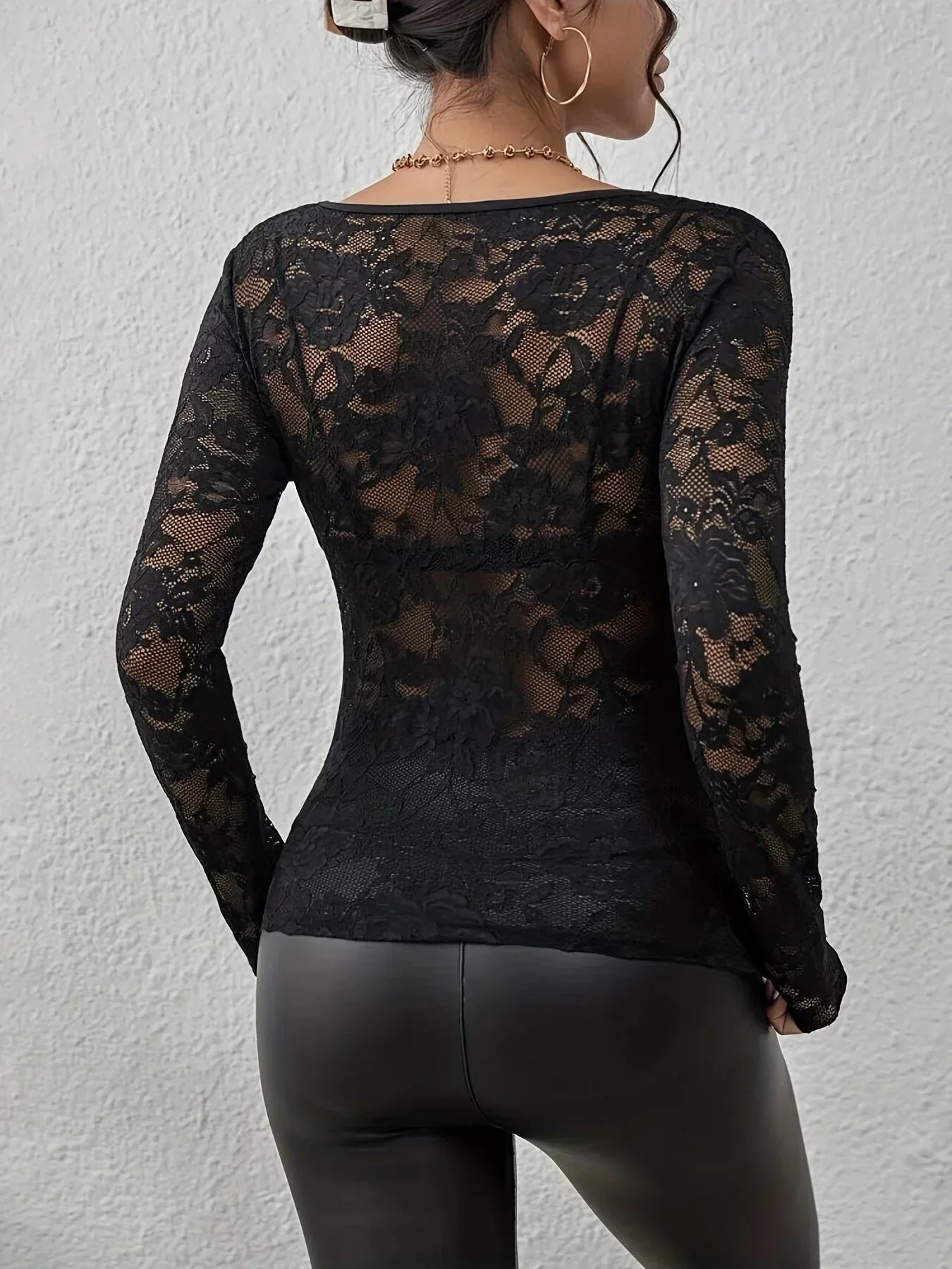 Diana | Damen Elegantes Spitzenkleid Langarm V-Ausschnitt – Spitze Kleid Langarm 2026 - Image 2