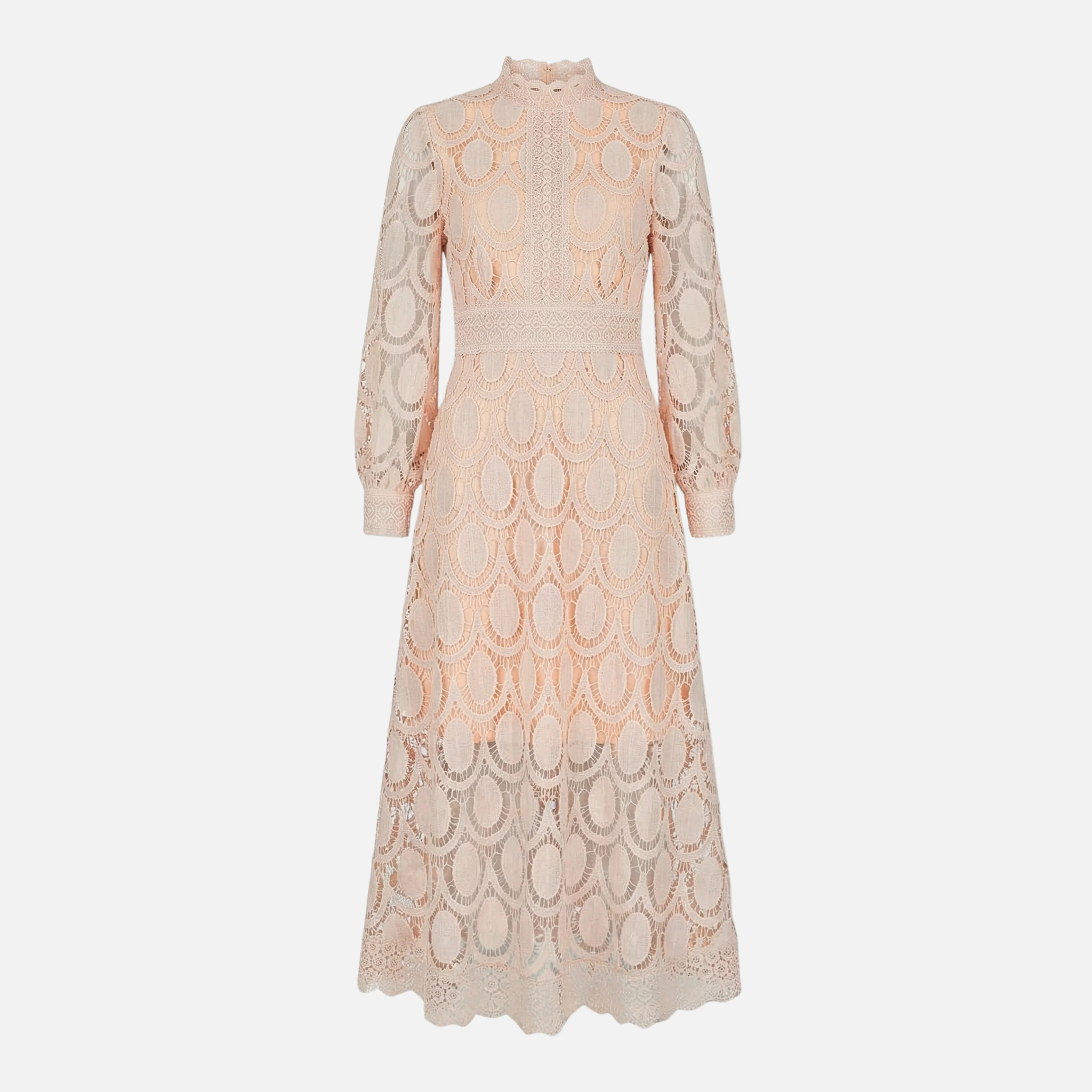 Cäcilia | Damen Elegantes Spitzenkleid Hochgeschlossen Midi A-Linie – Spitzen A-Linie - Image 10