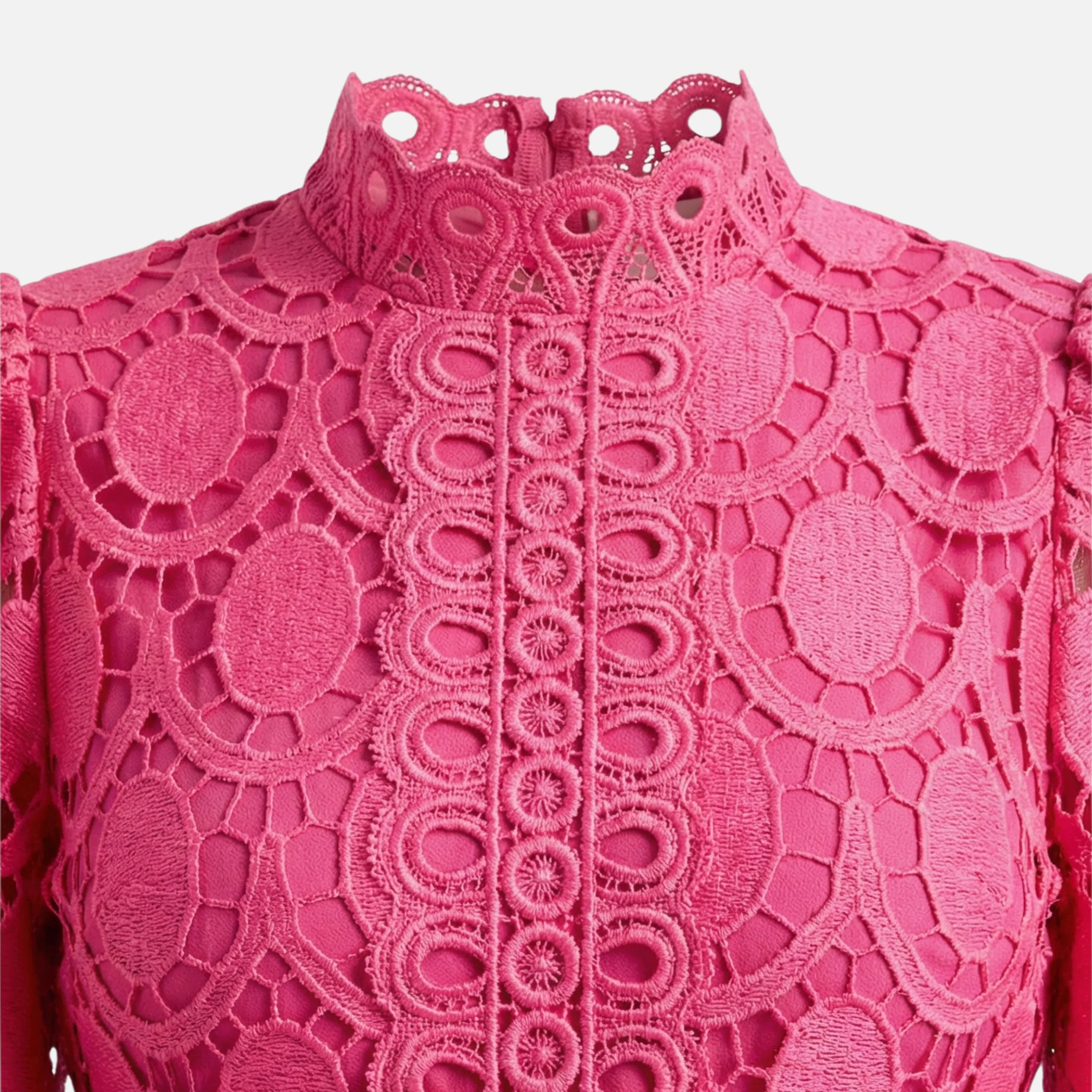 Cäcilia | Damen Elegantes Spitzenkleid Hochgeschlossen Midi A-Linie – Spitzen A-Linie - Image 6