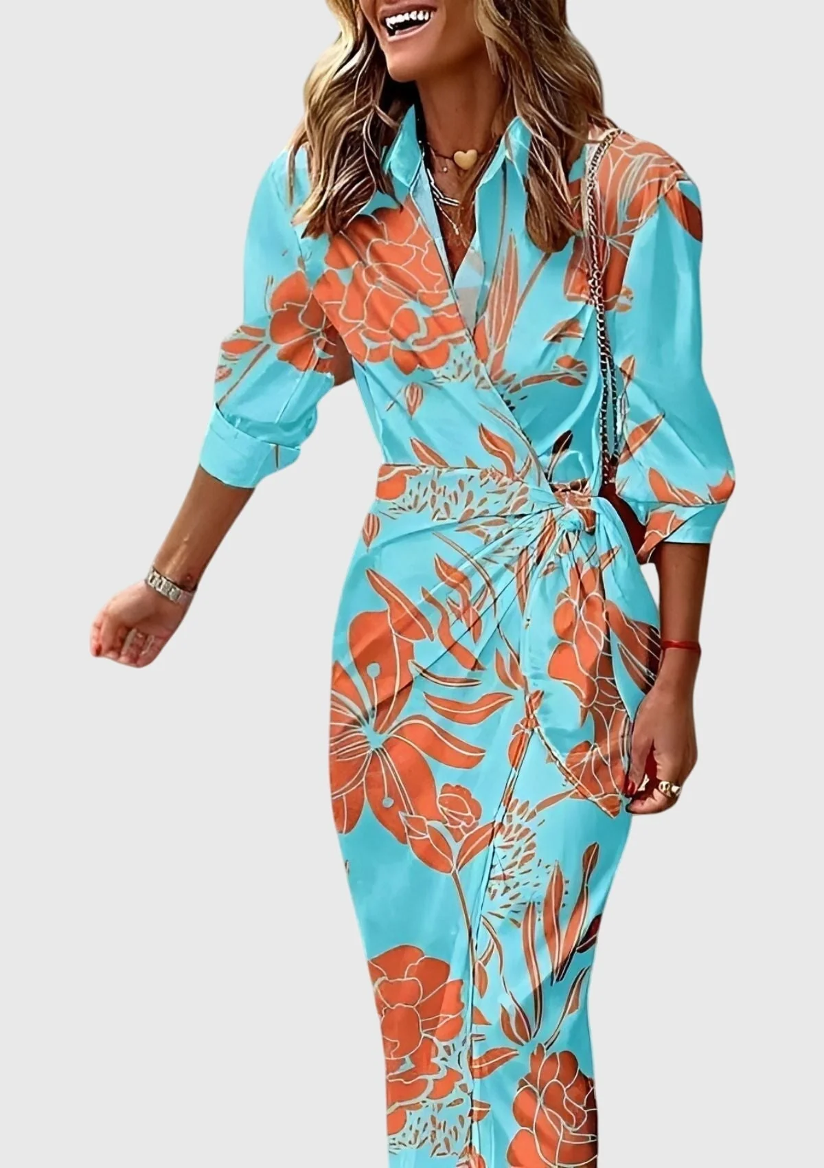 Elegantes Wickelkleid für Frauen – Stilvolles Sommerkleid mit modernem Druck - Image 11