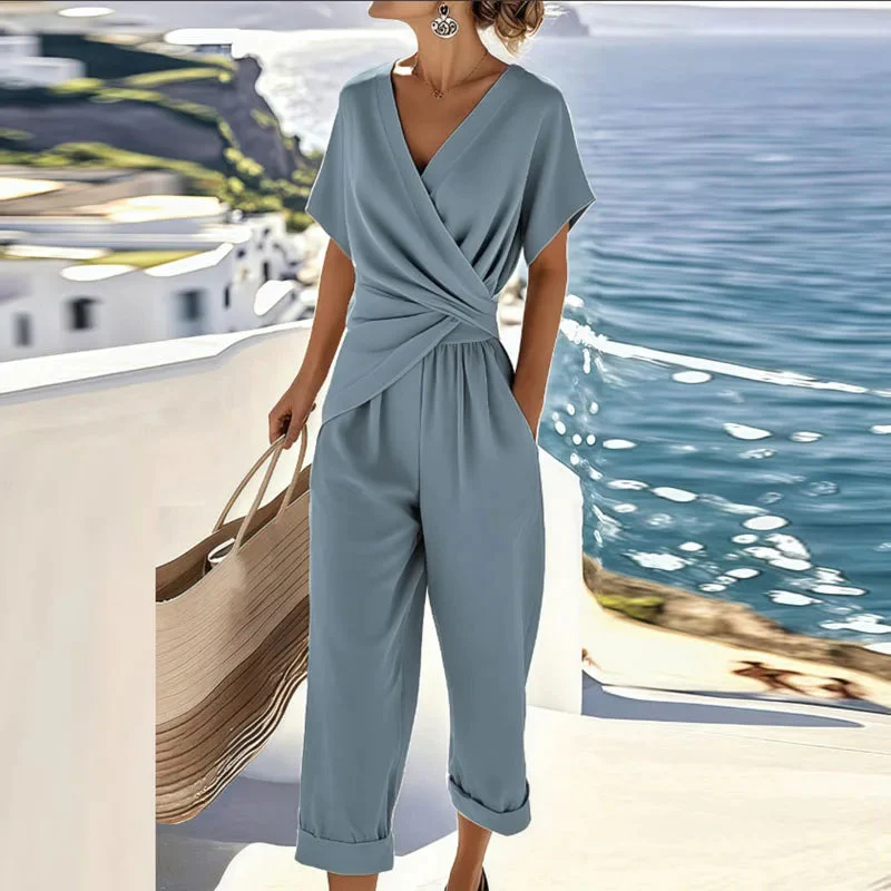 Elegantes Zweiteiliges Damen Set – Wickeloberteil und Maßgeschneiderte Hose für Stilvolle Anlässe - Image 2