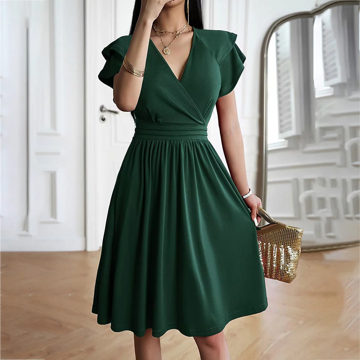Eleganza™ – Damen Midikleid mit V-Ausschnitt für Elegante Anlässe - Image 3