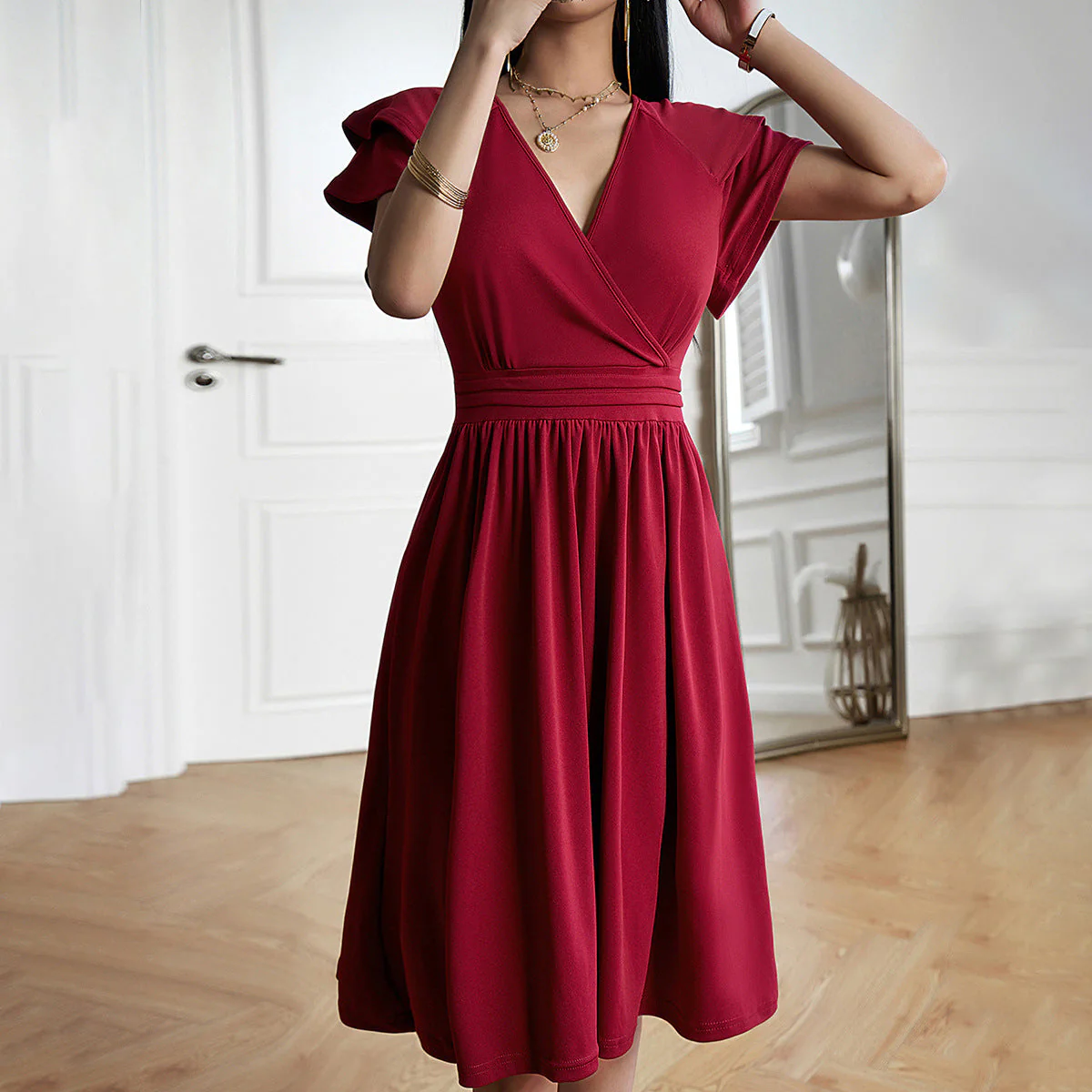 Eleganza™ – Damen Midikleid mit V-Ausschnitt für Elegante Anlässe - Image 4