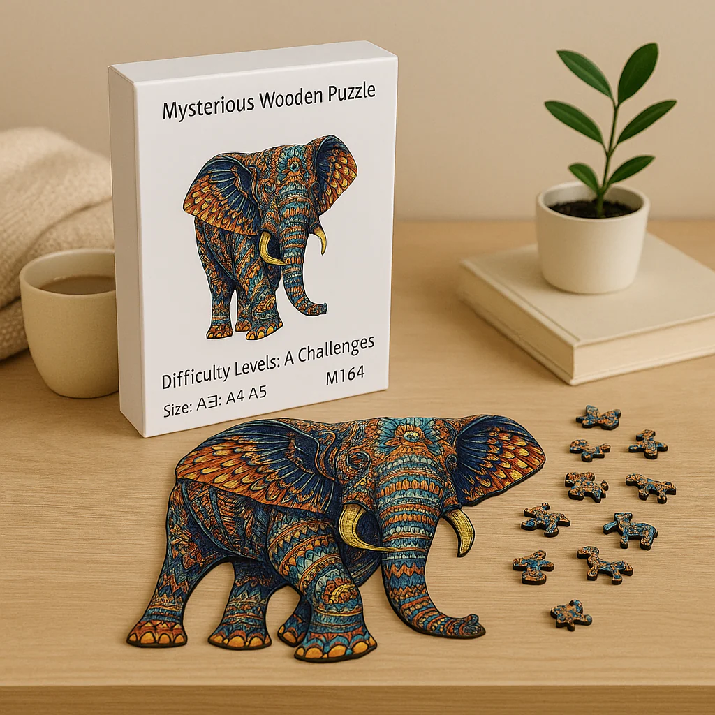 EleMind Elefantenförmiges Holzpuzzle – Tierhirnwindspiel für Erwachsene - Image 2