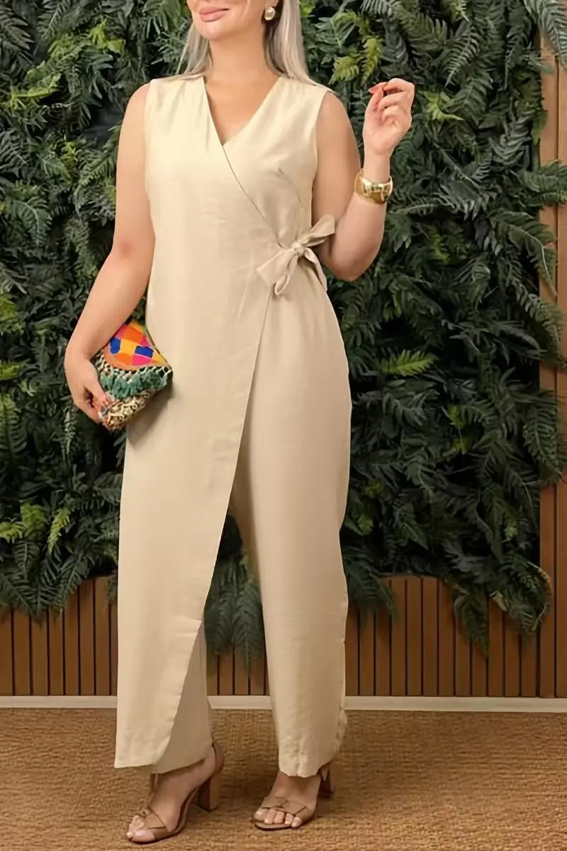 ELENA | Damen-Jumpsuit Einfarbig mit Weitem Bein - Image 10