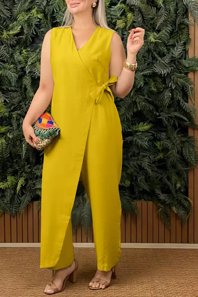 ELENA | Damen-Jumpsuit Einfarbig mit Weitem Bein - Image 11
