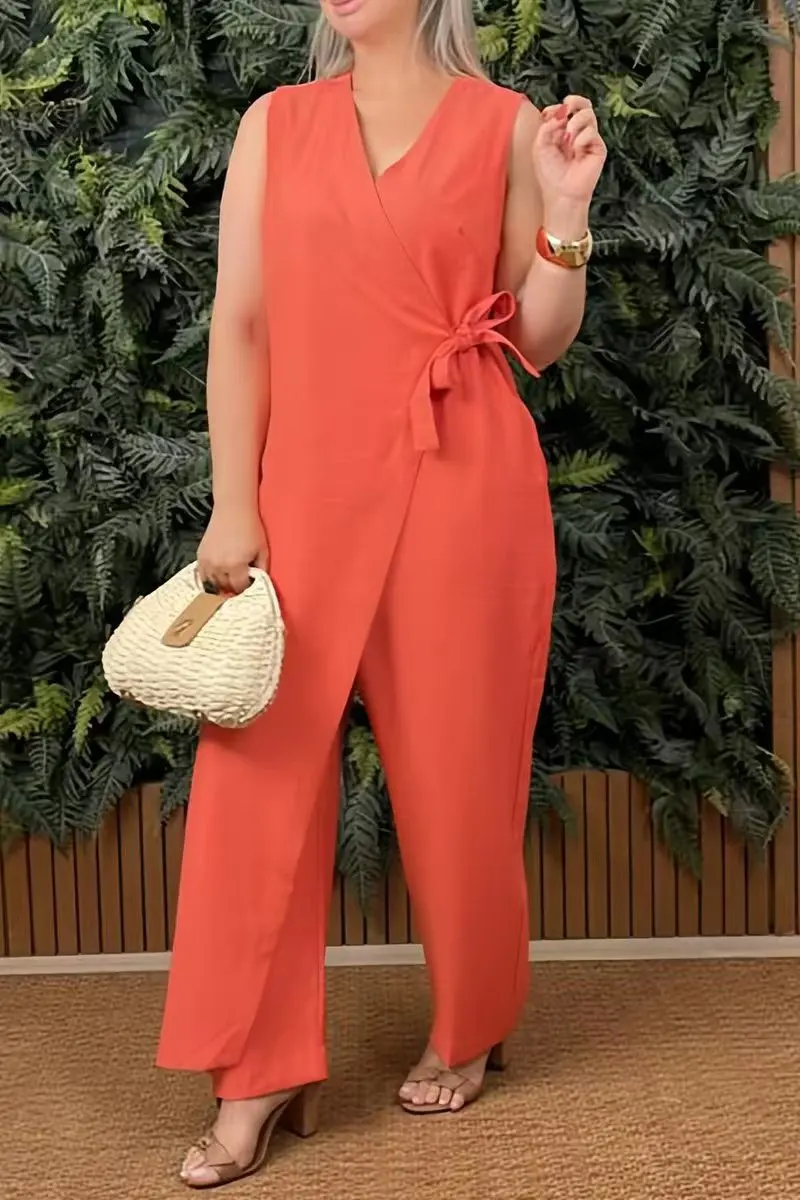 ELENA | Damen-Jumpsuit Einfarbig mit Weitem Bein - Image 13