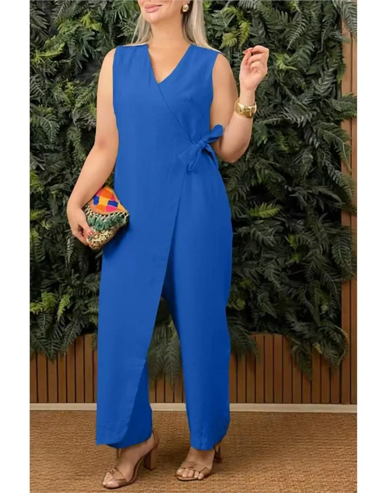 ELENA | Damen-Jumpsuit Einfarbig mit Weitem Bein - Image 3