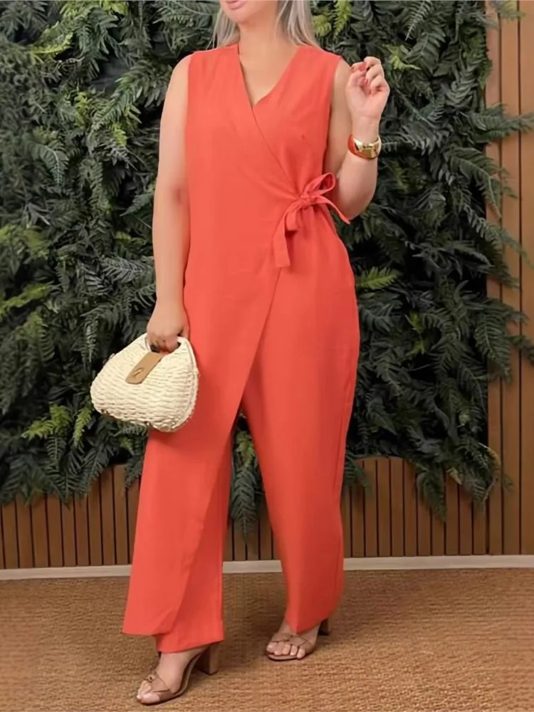 ELENA | Damen-Jumpsuit Einfarbig mit Weitem Bein - Image 6