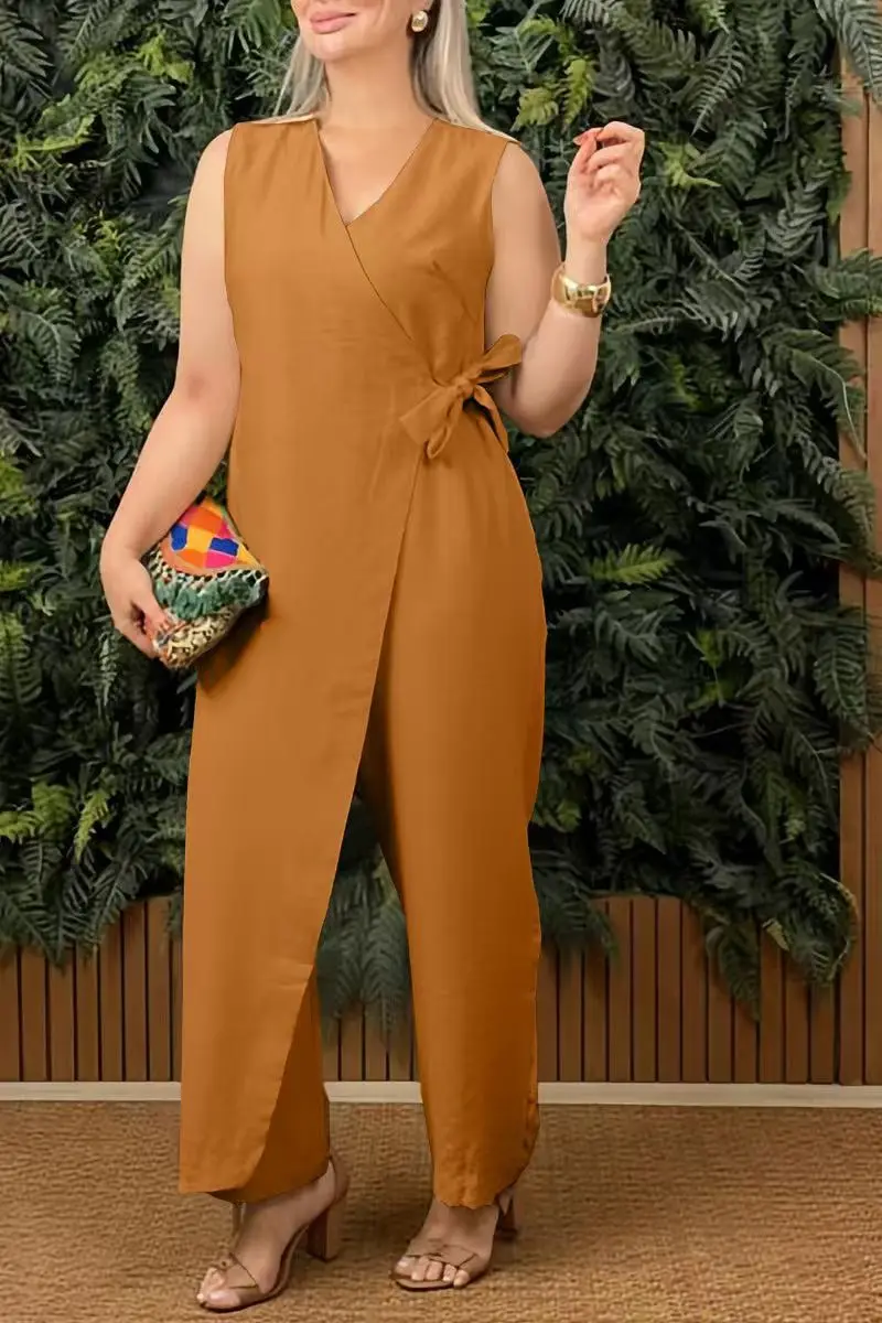 ELENA | Damen-Jumpsuit Einfarbig mit Weitem Bein - Image 8