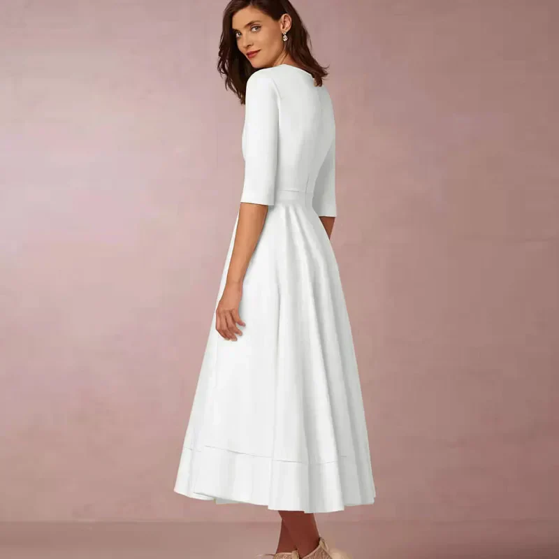 Elena – Feminines Fließendes Damen Midikleid mit V-Ausschnitt - Image 4
