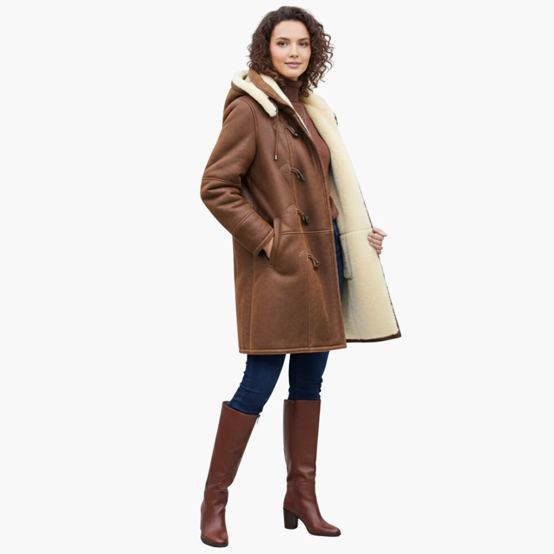 Elena – Gefütterter Damen Wintermantel in Midi-Länge mit Knebelverschluss - Image 2