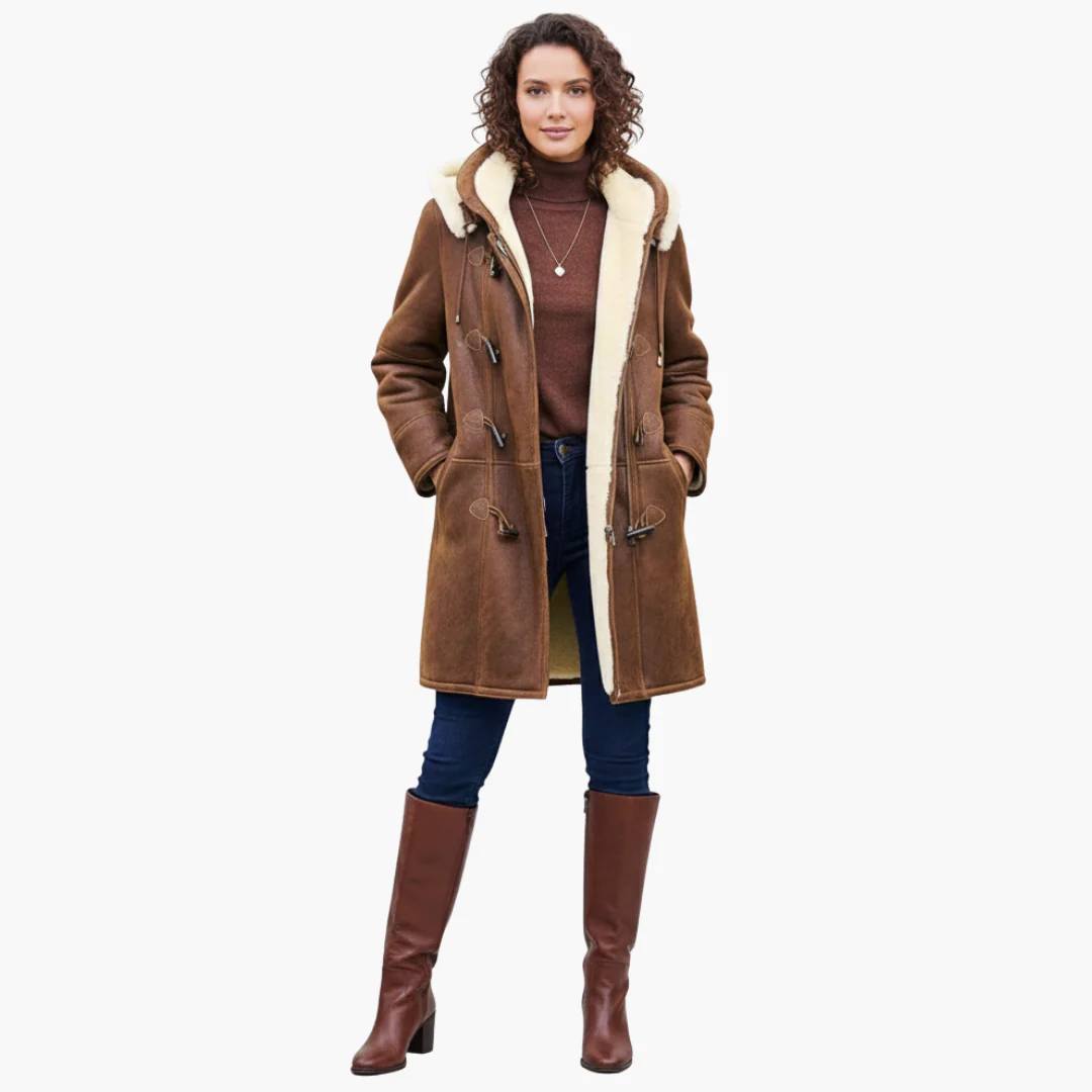 Elena – Gefütterter Damen Wintermantel in Midi-Länge mit Knebelverschluss - Image 3