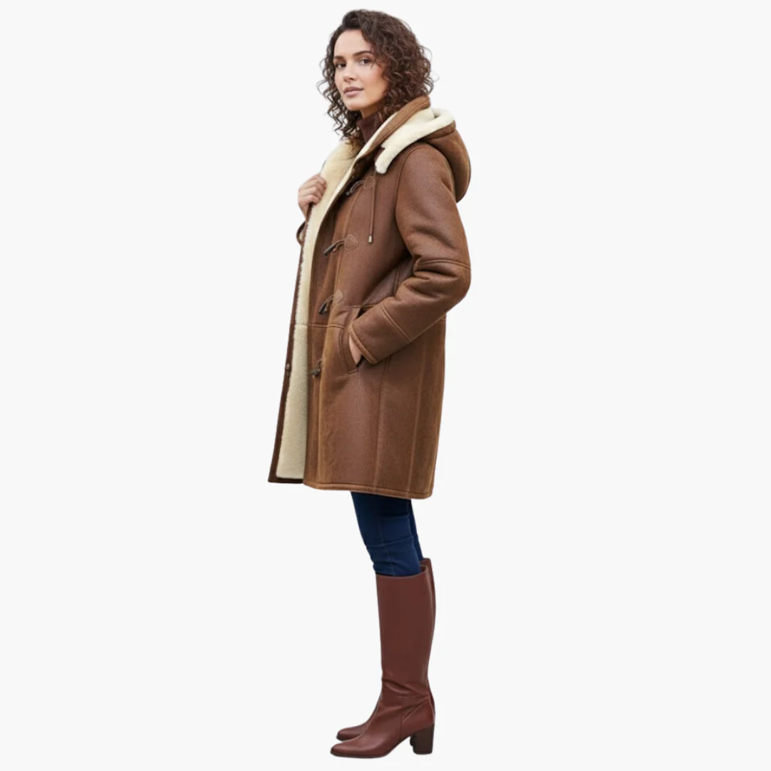 Elena – Gefütterter Damen Wintermantel in Midi-Länge mit Knebelverschluss - Image 4