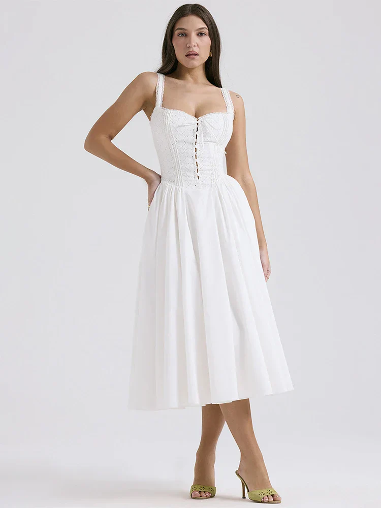 Elena | Luftiges Leinen Sommerkleid mit romantischen Details - Image 2