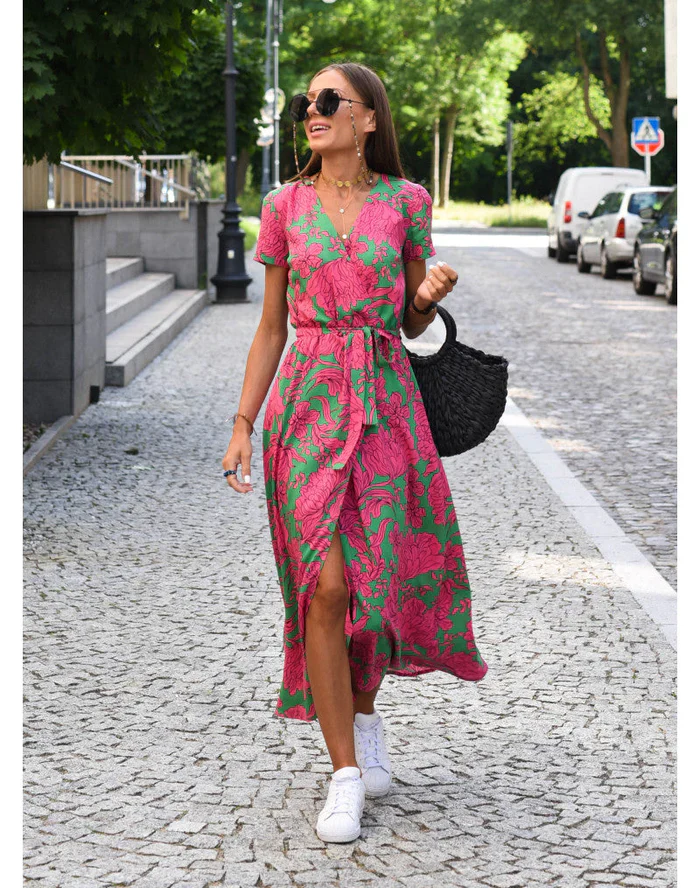 Elena – Wickeloptik Damen-Midikleid - Image 4