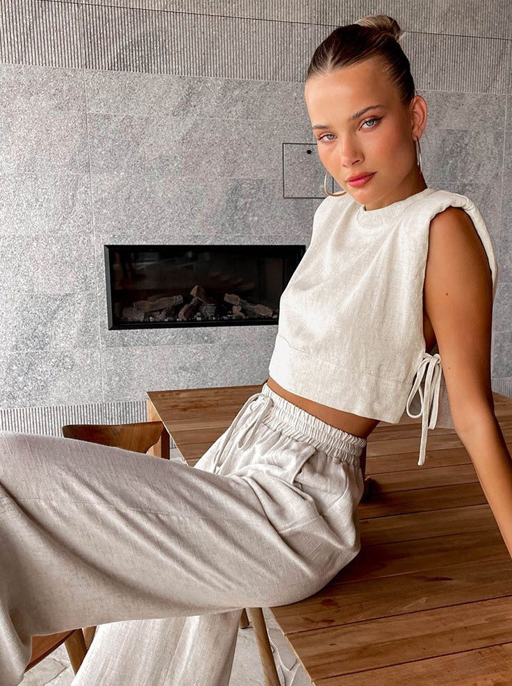 Elena | Zweiteiliges Leinen-Set mit Weitbein-Hose - Image 12