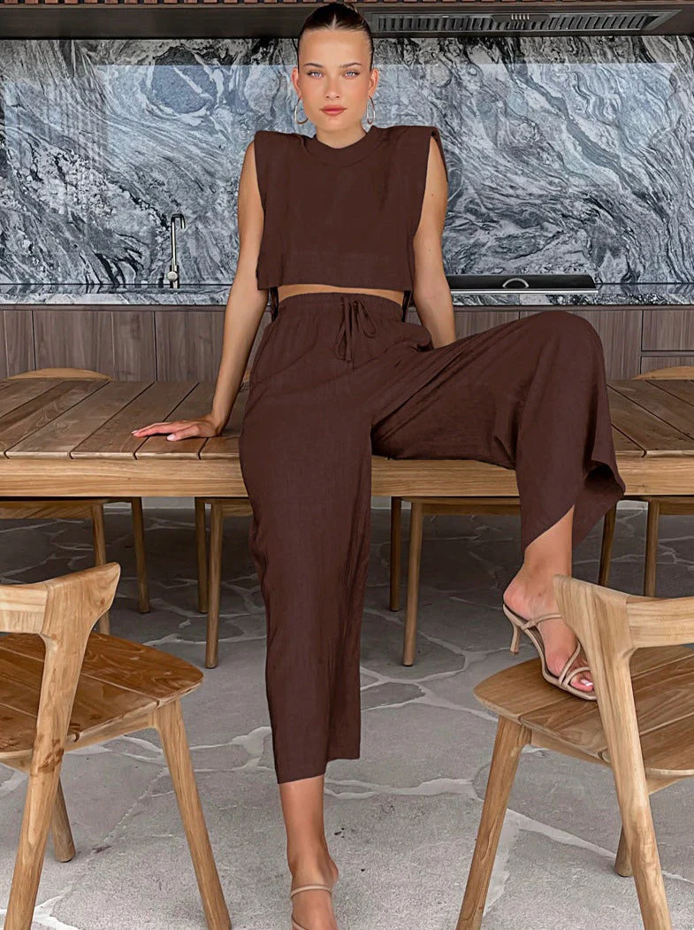 Elena | Zweiteiliges Leinen-Set mit Weitbein-Hose - Image 13