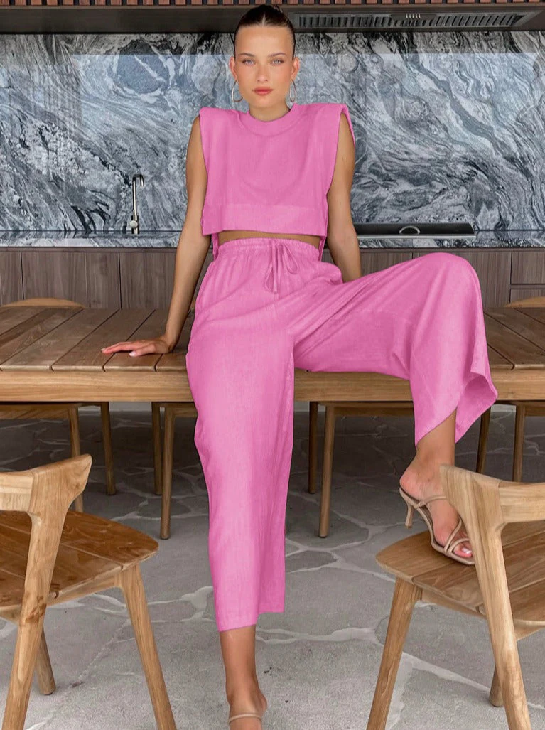 Elena | Zweiteiliges Leinen-Set mit Weitbein-Hose - Image 16