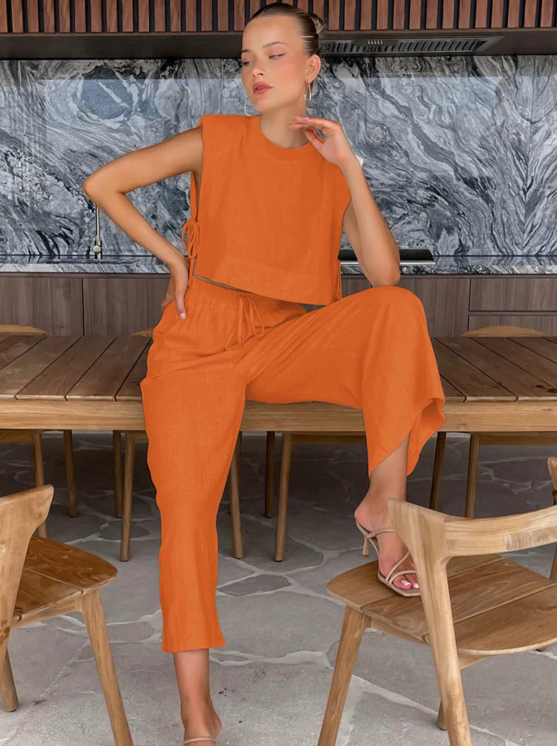 Elena | Zweiteiliges Leinen-Set mit Weitbein-Hose - Image 17