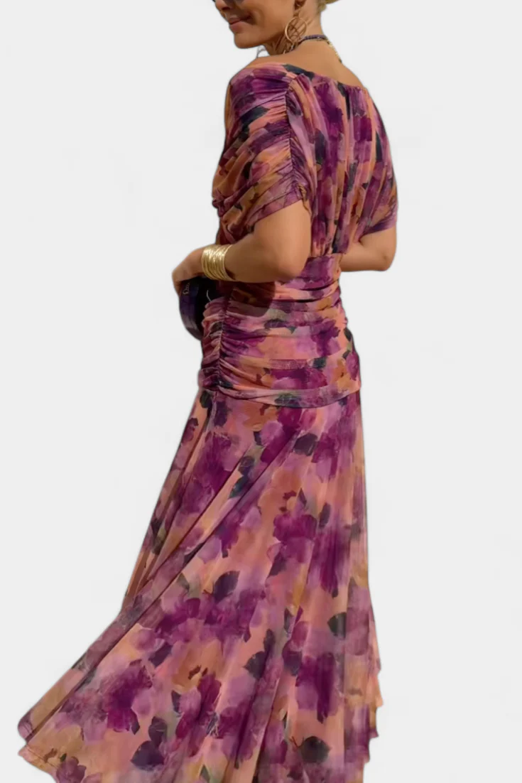 Elfriede | Damen Off-Shoulder Gerafftes Maxi Kleid - Image 9