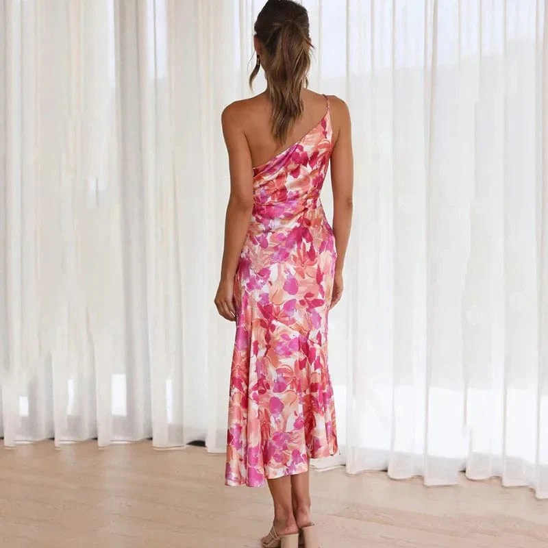 Elfriede | Elegantes One-Shoulder Blumenkleid – Femininer Chic für besondere Anlässe - Image 2