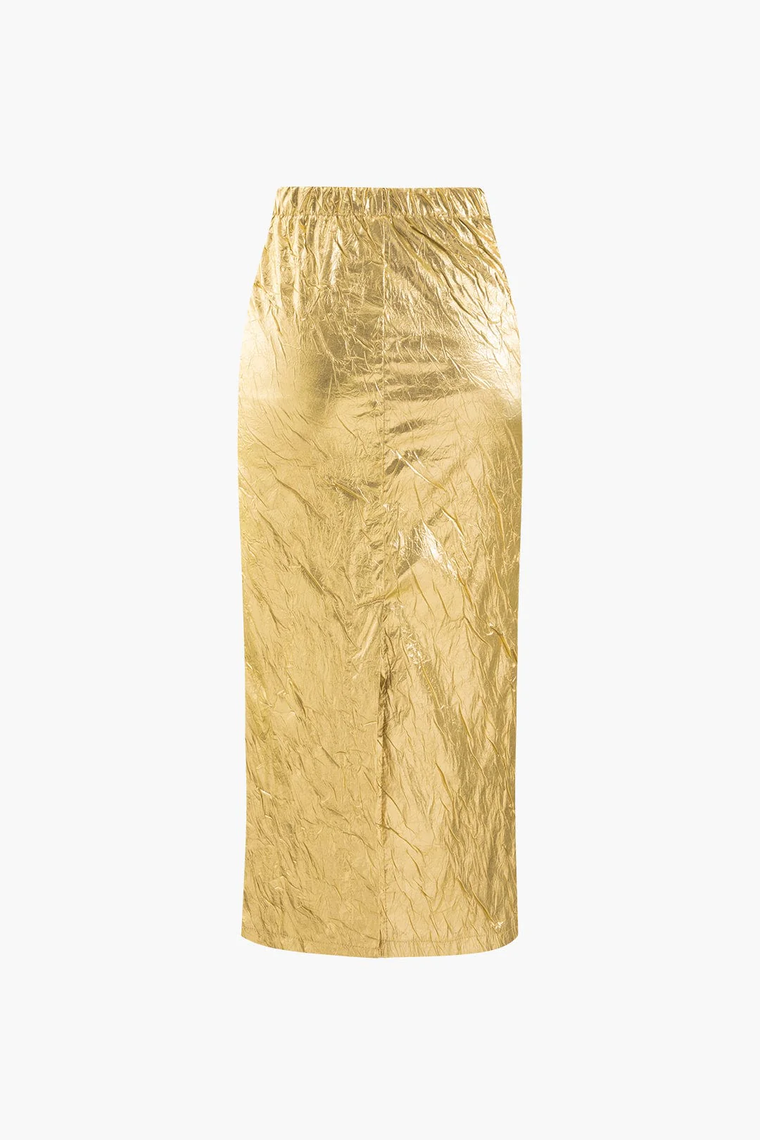 Elfriede | Glänzender Metallic-Midirock mit Crinkle-Effekt und elastischem Bund - Image 2