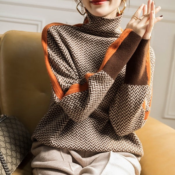 Elina™ | Pullover mit Stehkragen & markanten Kontraststreifen - Image 2