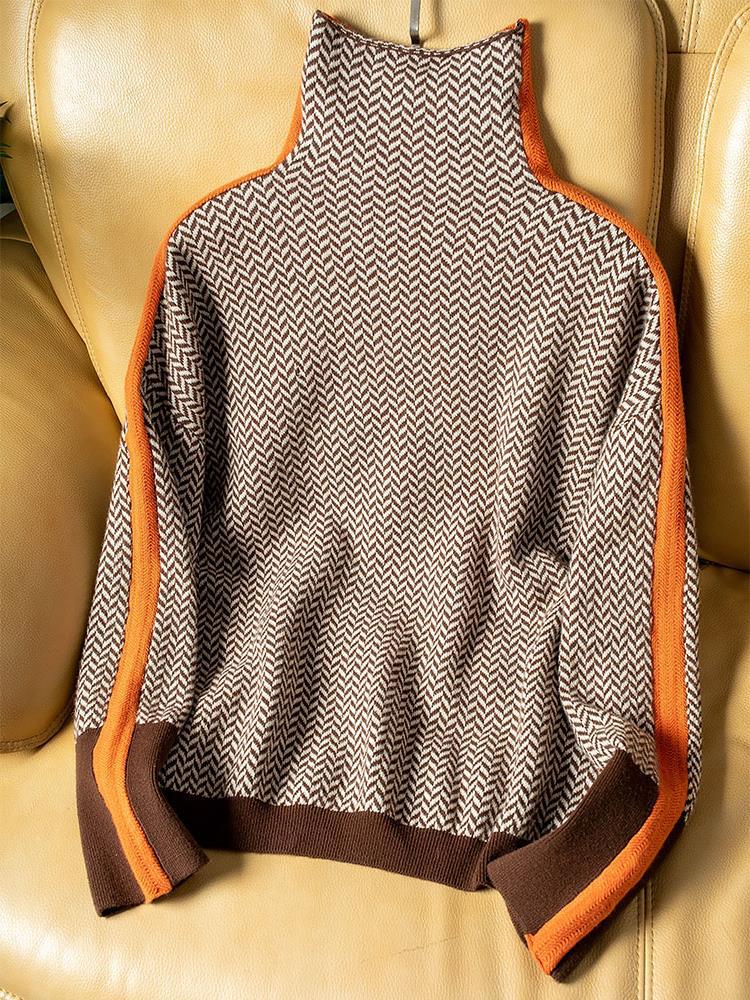 Elina™ | Pullover mit Stehkragen & markanten Kontraststreifen - Image 3