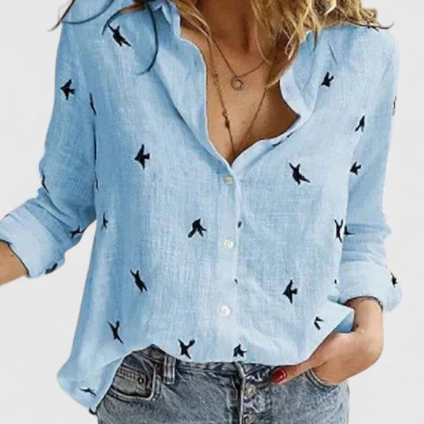 Elisa | Damen Casual Knopf V-Ausschnitt Bluse - Image 10