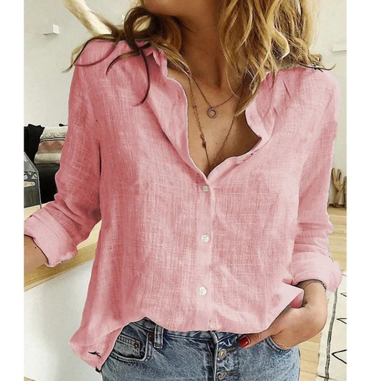 Elisa | Damen Casual Knopf V-Ausschnitt Bluse - Image 5