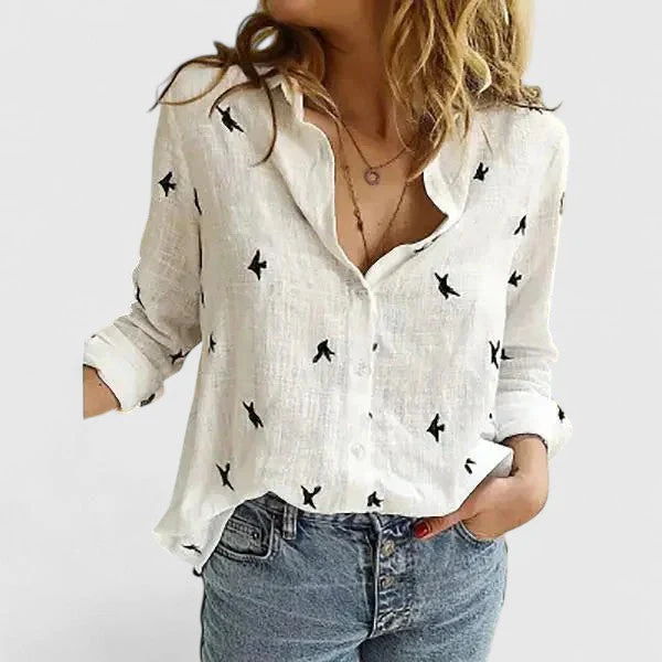 Elisa | Damen Casual Knopf V-Ausschnitt Bluse - Image 9