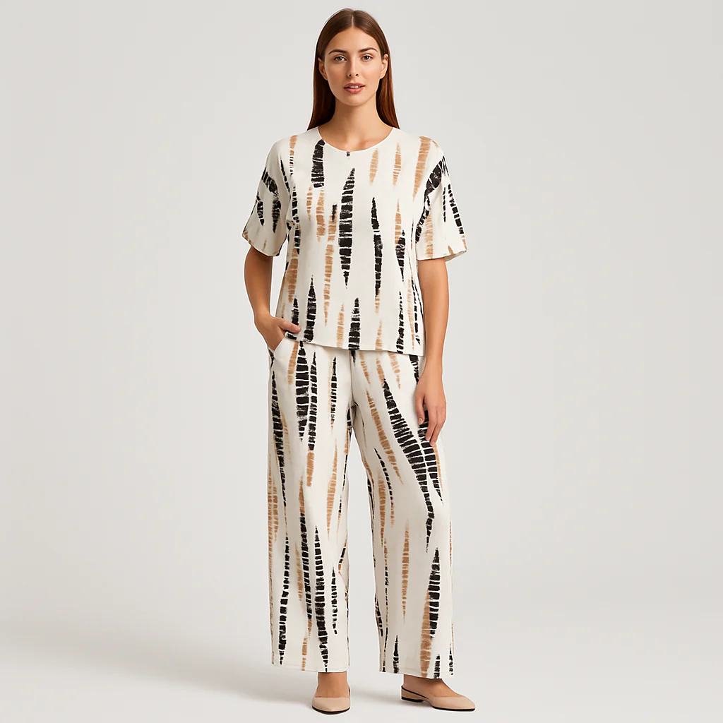 Elise Casual Zweiteiliges Set – Top mit Rundhalsausschnitt und Hose mit weitem Bein für einen mühelosen Stil - Image 2