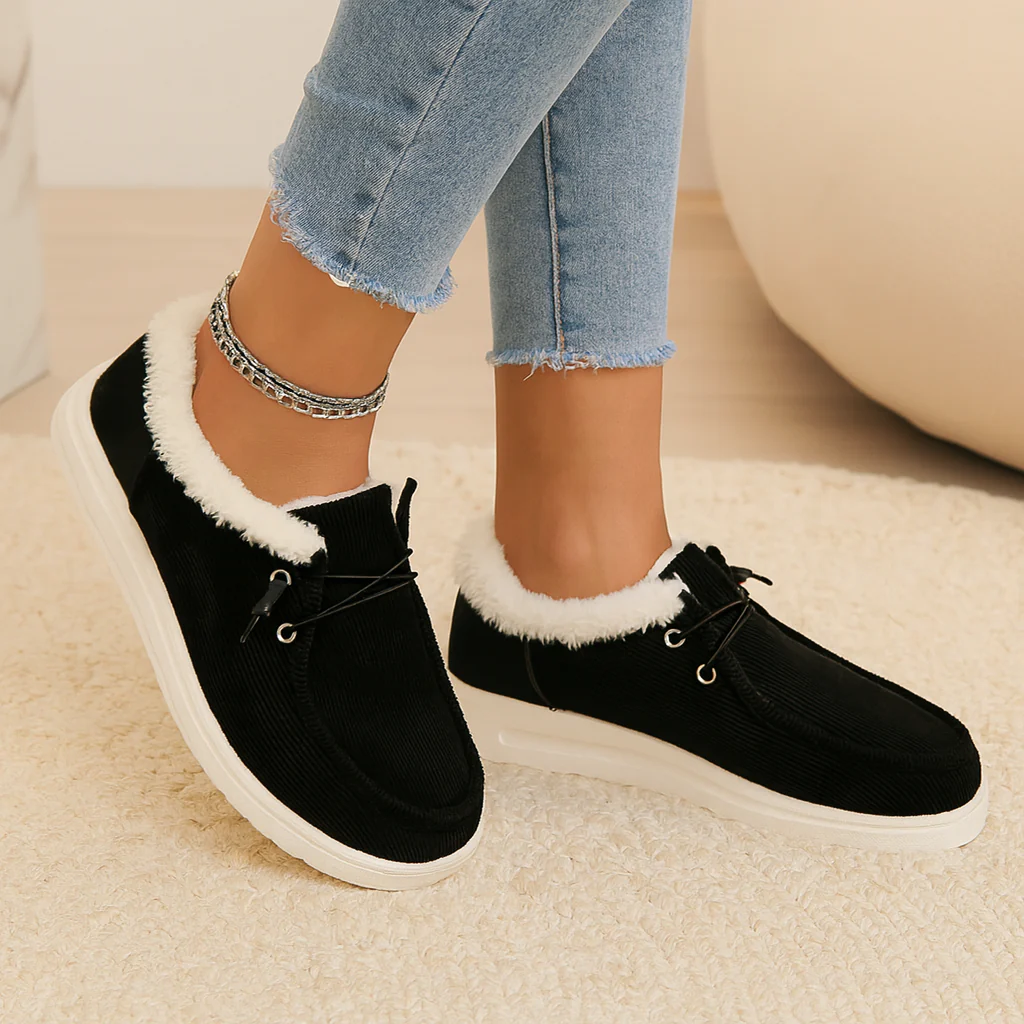 Élise | Kuschelige Winterschuhe aus Cord mit Fellfutter - Image 2