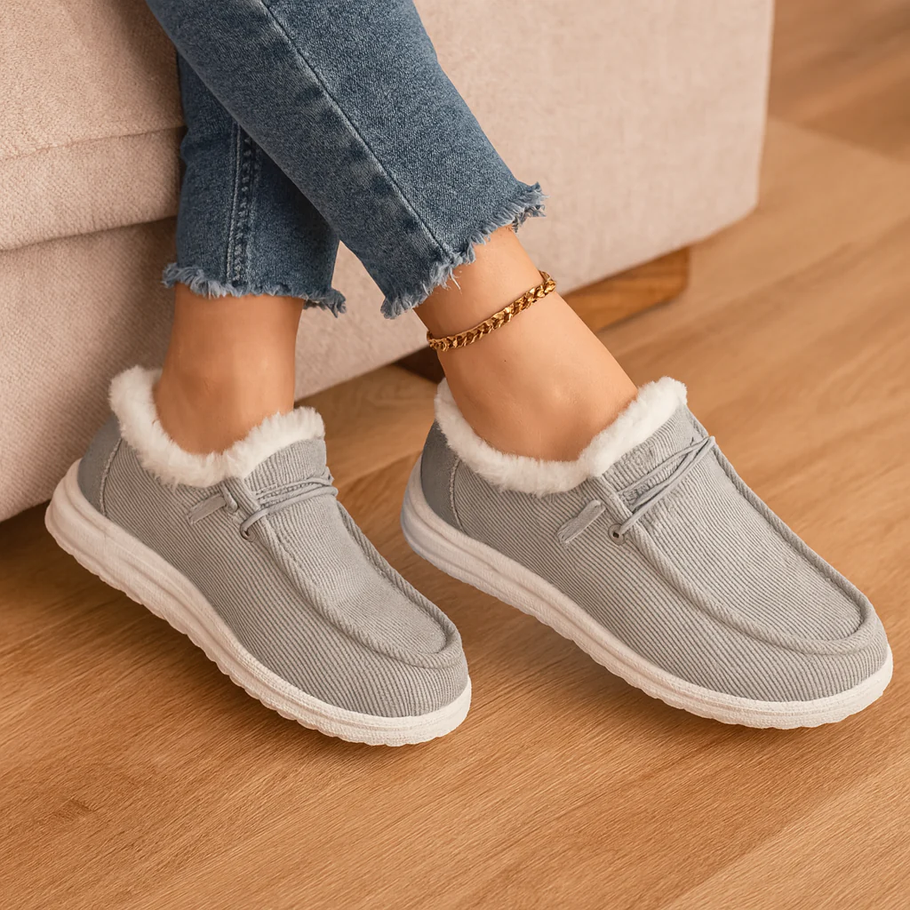 Élise | Kuschelige Winterschuhe aus Cord mit Fellfutter - Image 3