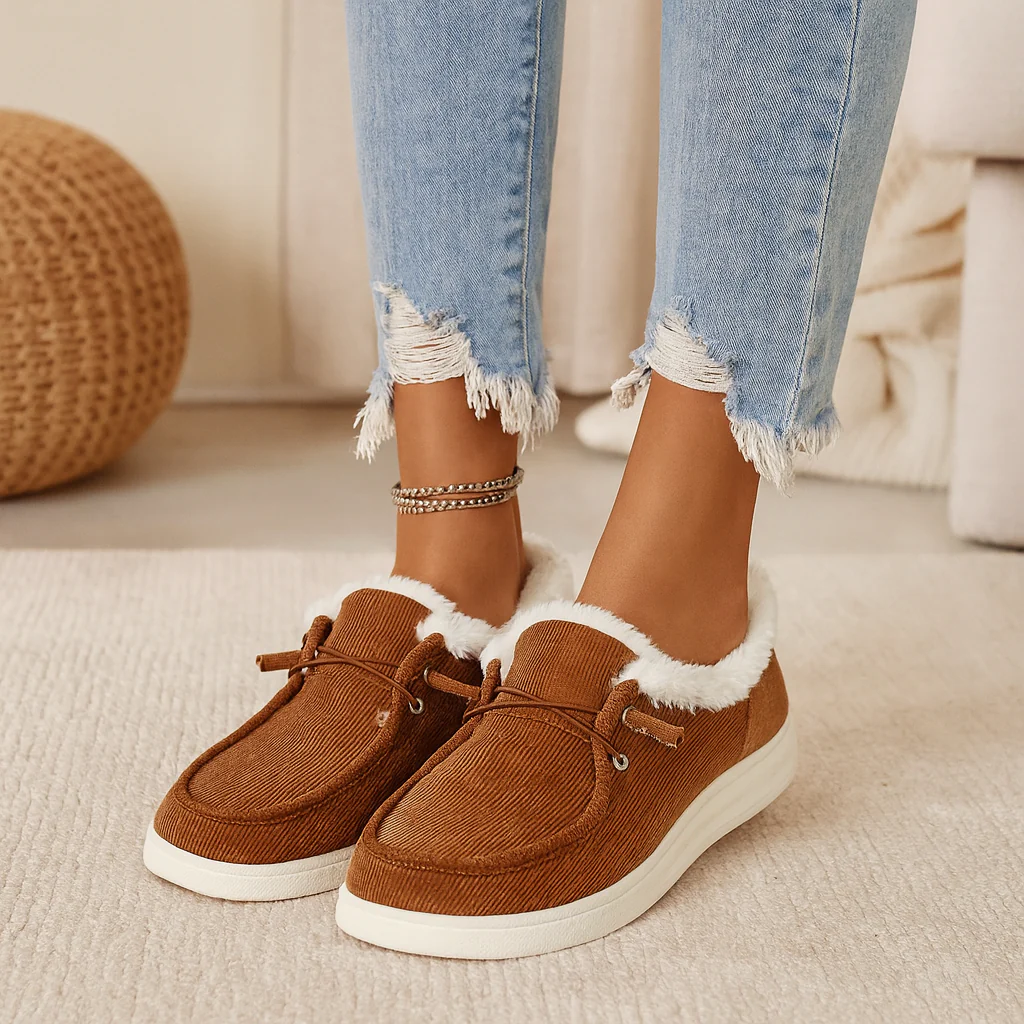 Élise | Kuschelige Winterschuhe aus Cord mit Fellfutter - Image 4