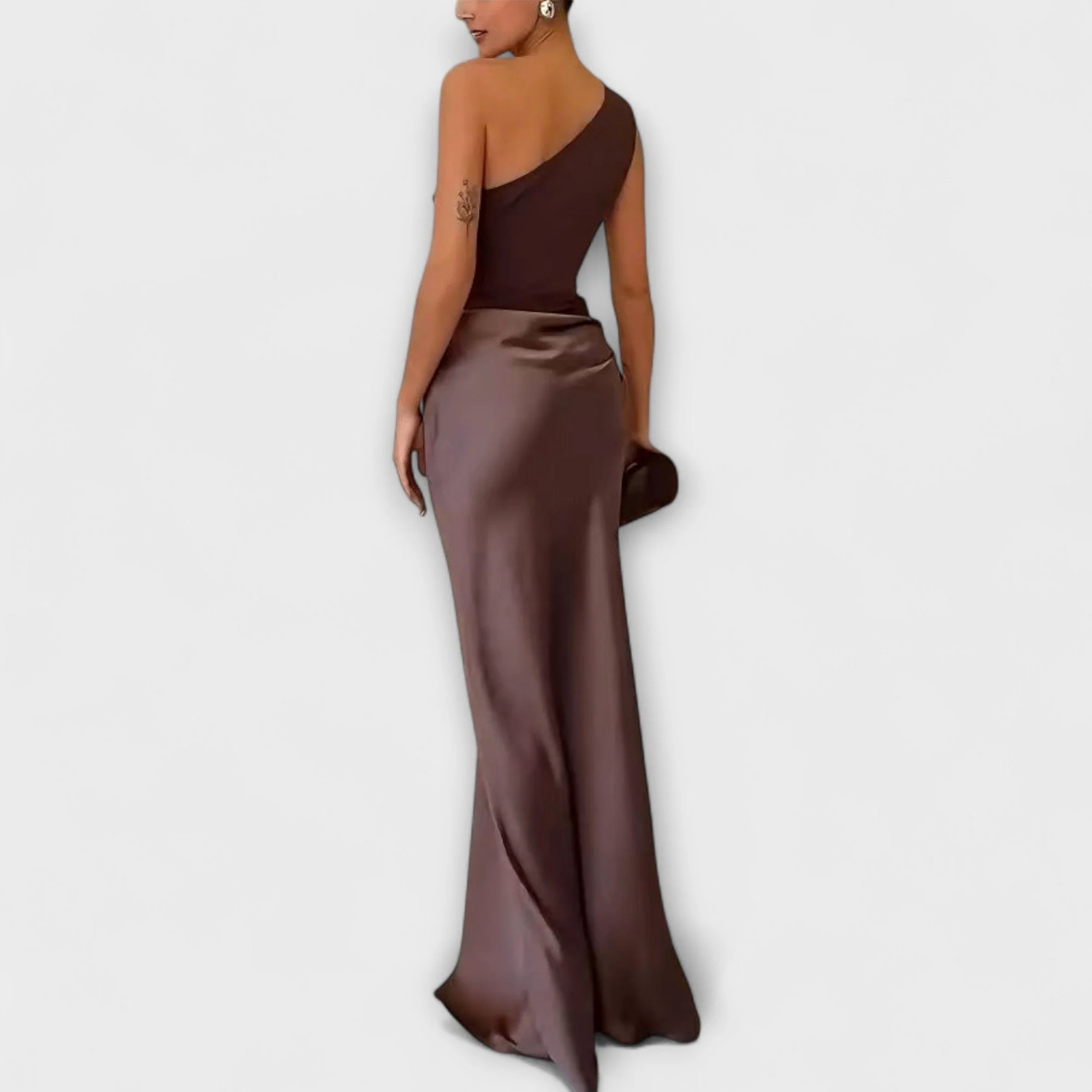 Elissa | Elegantes Ein-Schulter Falten Maxi Kleid - Image 2
